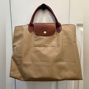 Vintage Longchamp Tan Cabas Le Pliage Medium Tote